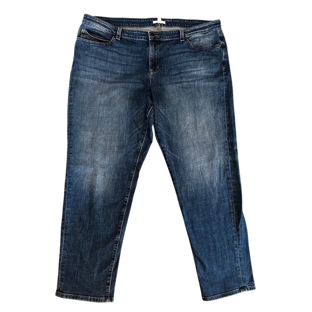 Eileen Fisher Blue Medium Wash Straight Leg Denim Jeans Women's‎ 16